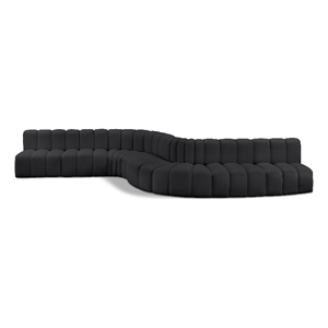 Bowery Hill Contemporary Black Vegan Leather Modular Sectional
