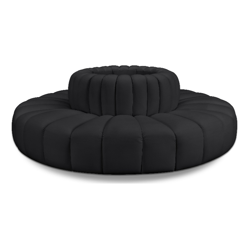Bowery Hill Contemporary Black Vegan Leather Modular Sectional