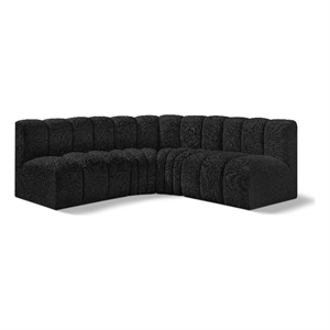 Bowery Hill Contemporary Black Boucle Fabric Modular Sectional