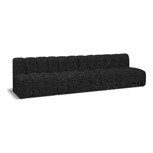 Bowery Hill Contemporary Black Boucle Fabric Modular Sectional