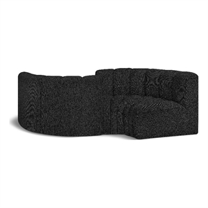 Bowery Hill Contemporary Black Boucle Fabric Modular Sectional
