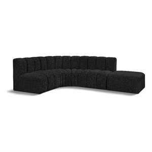 Bowery Hill Contemporary Black Boucle Fabric Modular Sectional