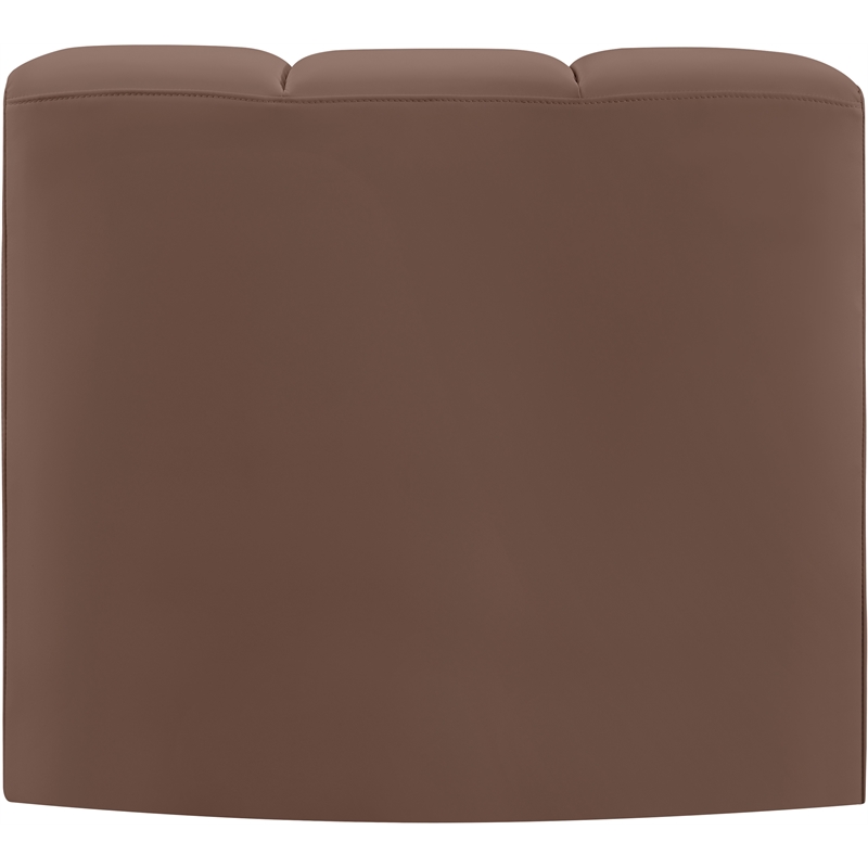 Bowery Hill Contemporary Soft Brown Vegan Leather Curved Corner