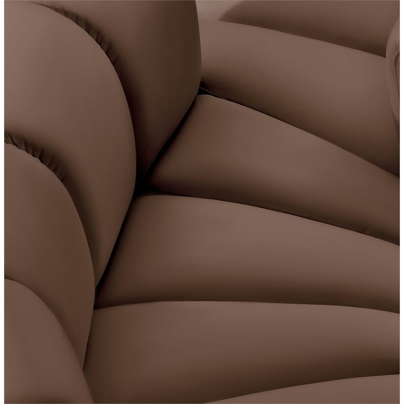 Bowery Hill Contemporary Soft Brown Vegan Leather Curved Corner