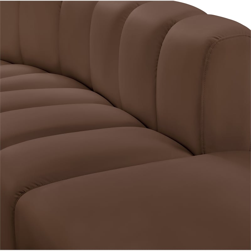Bowery Hill Contemporary Soft Brown Vegan Leather Curved Corner
