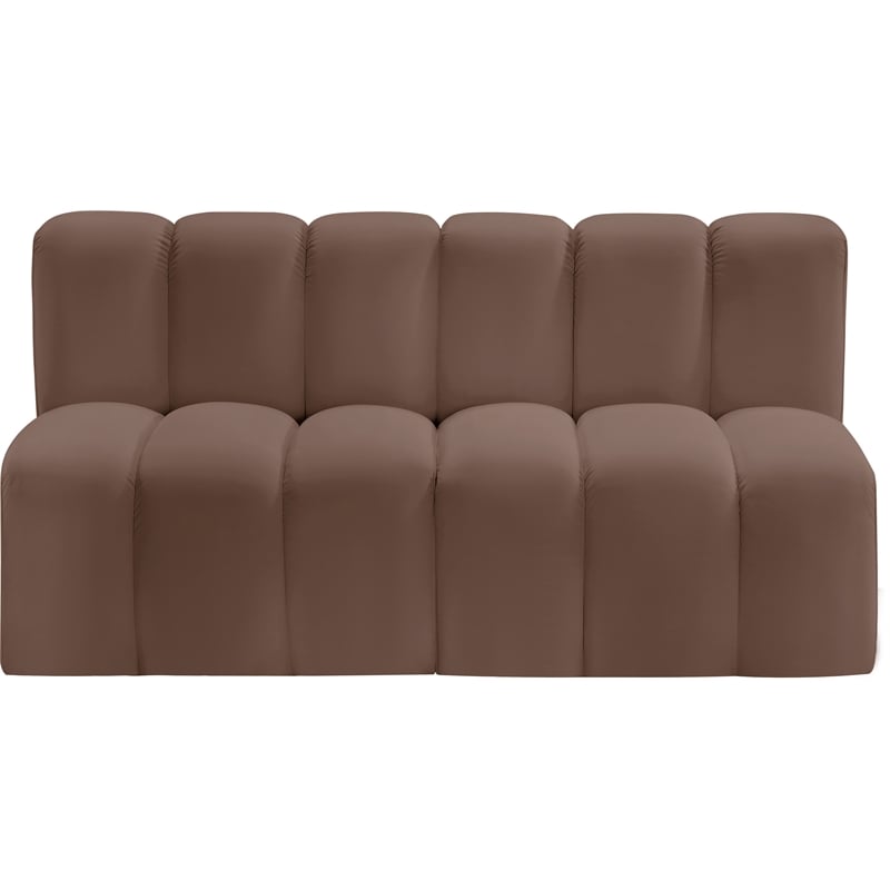 Bowery Hill Contemporary Brown Vegan Leather Modular Sectional