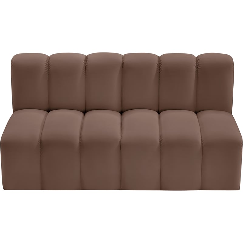 Bowery Hill Contemporary Brown Vegan Leather Modular Sectional