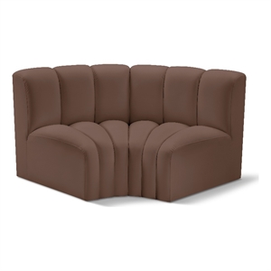 Bowery Hill Contemporary Brown Vegan Leather Modular Sectional