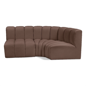 Bowery Hill Contemporary Brown Vegan Leather Modular Sectional