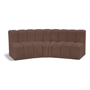 Bowery Hill Contemporary Brown Vegan Leather Modular Sectional