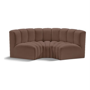 Bowery Hill Contemporary Brown Vegan Leather Modular Sectional