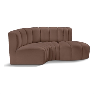 Bowery Hill Contemporary Brown Vegan Leather Modular Sectional