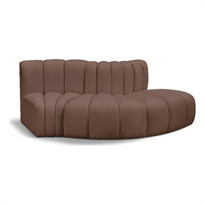 Bowery Hill Contemporary Brown Vegan Leather Modular Sectional