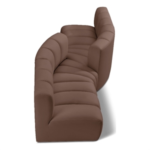 Bowery Hill Contemporary Brown Vegan Leather Modular Sectional