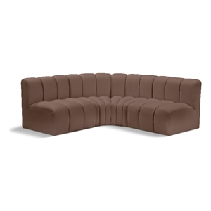 Bowery Hill Contemporary Brown Vegan Leather Modular Sectional