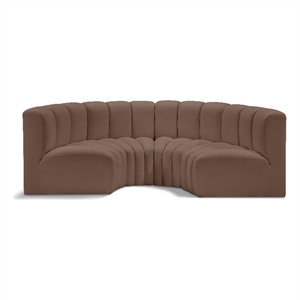 Bowery Hill Contemporary Brown Vegan Leather Modular Sectional