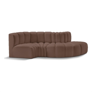 Bowery Hill Contemporary Brown Vegan Leather Modular Sectional