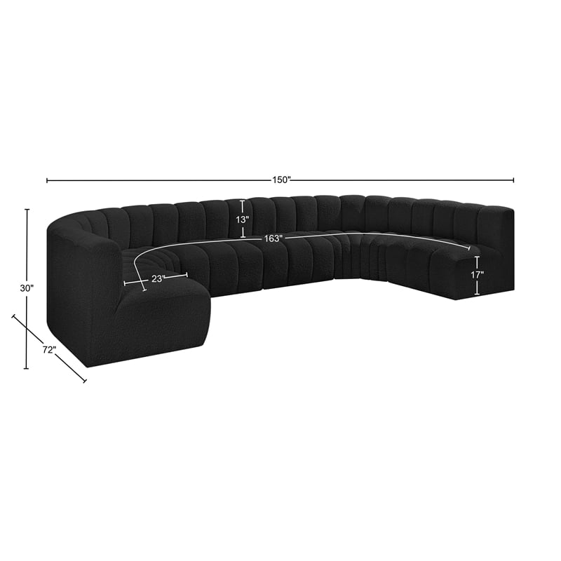 Bowery Hill Contemporary Black Boucle Fabric Modular Sectional