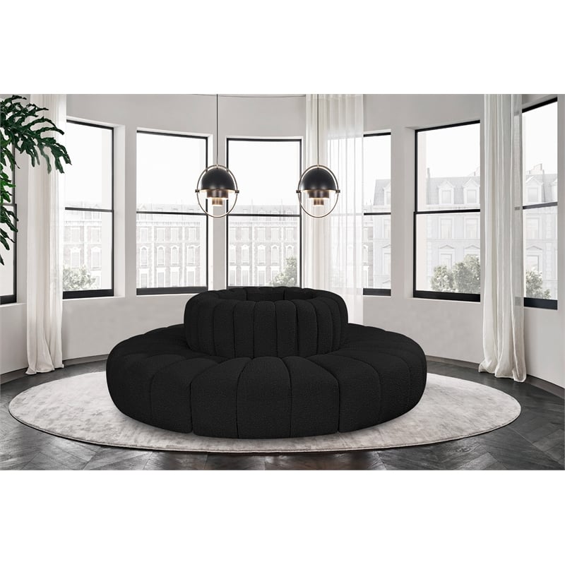 Bowery Hill Contemporary Black Boucle Fabric Modular Sectional