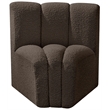 Bowery Hill Contemporary Rich Brown Boucle Fabric Curved Corner
