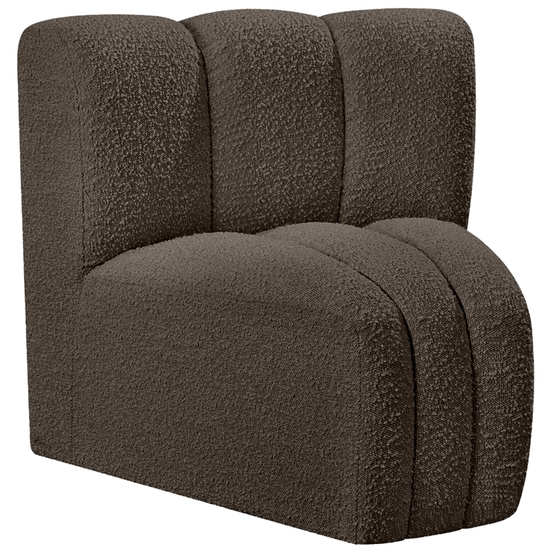 Bowery Hill Contemporary Rich Brown Boucle Fabric Curved Corner