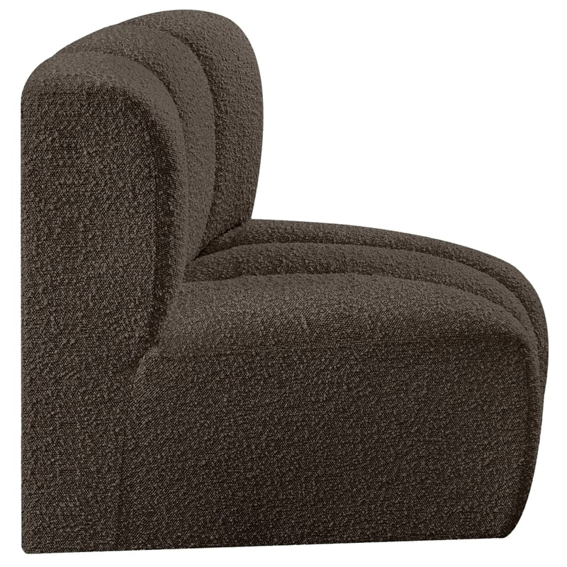 Bowery Hill Contemporary Rich Brown Boucle Fabric Curved Corner