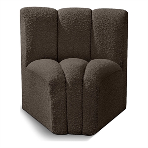 Bowery Hill Contemporary Rich Brown Boucle Fabric Curved Corner