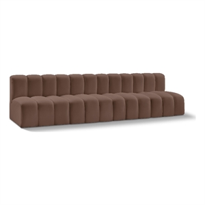 Bowery Hill Contemporary Brown Vegan Leather Modular Sectional