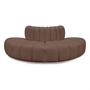 Bowery Hill Contemporary Brown Vegan Leather Modular Sectional