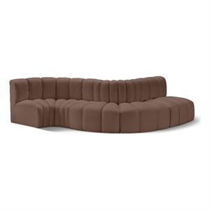 Bowery Hill Contemporary Brown Vegan Leather Modular Sectional