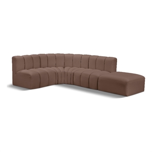 Bowery Hill Contemporary Brown Vegan Leather Modular Sectional