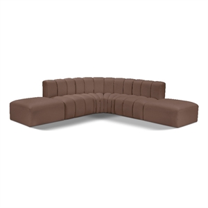 Bowery Hill Contemporary Brown Vegan Leather Modular Sectional