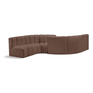 Bowery Hill Contemporary Brown Vegan Leather Modular Sectional
