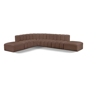 Bowery Hill Contemporary Brown Vegan Leather Modular Sectional