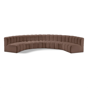 Bowery Hill Contemporary Brown Vegan Leather Modular Sectional