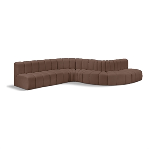 Bowery Hill Contemporary Brown Vegan Leather Modular Sectional