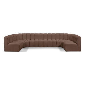 Bowery Hill Contemporary Brown Vegan Leather Modular Sectional