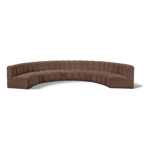 Bowery Hill Contemporary Brown Vegan Leather Modular Sectional
