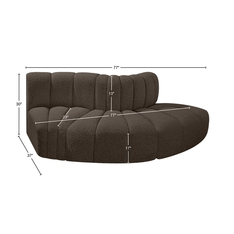 Bowery Hill Contemporary Brown Boucle Fabric Modular Sectional