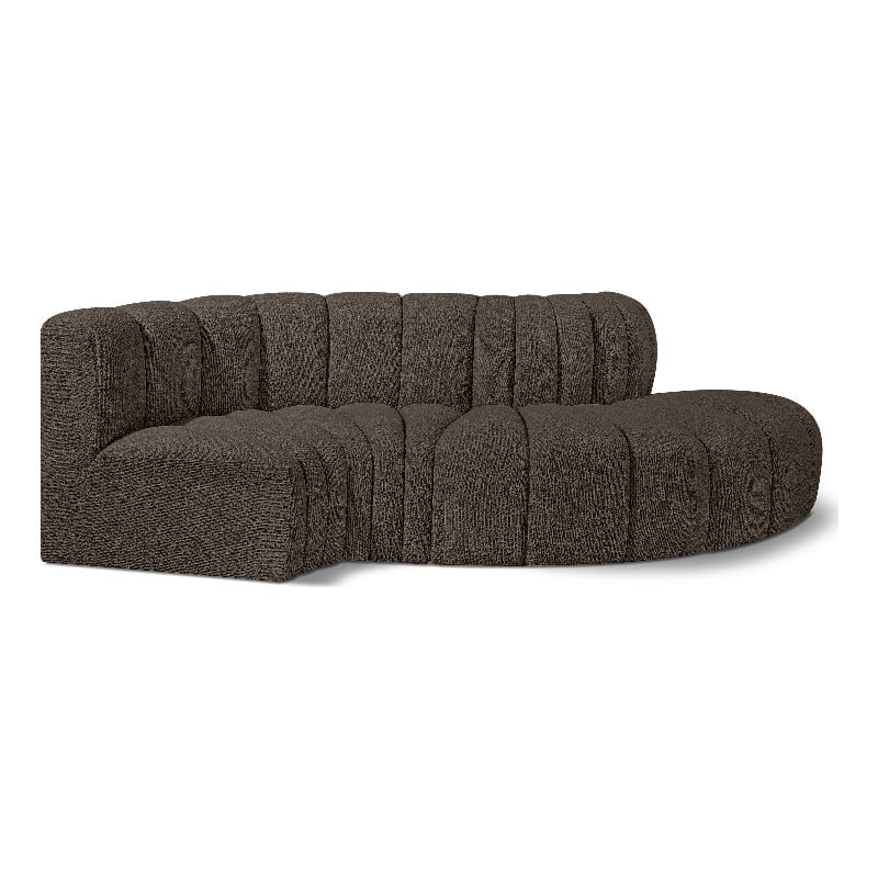 Bowery Hill Contemporary Brown Boucle Fabric Modular Sectional