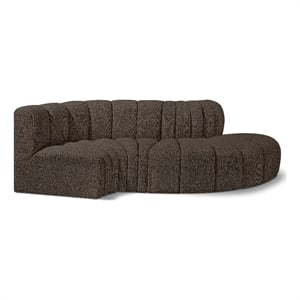 Bowery Hill Contemporary Brown Boucle Fabric Modular Sectional