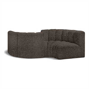 Bowery Hill Contemporary Brown Boucle Fabric Modular Sectional