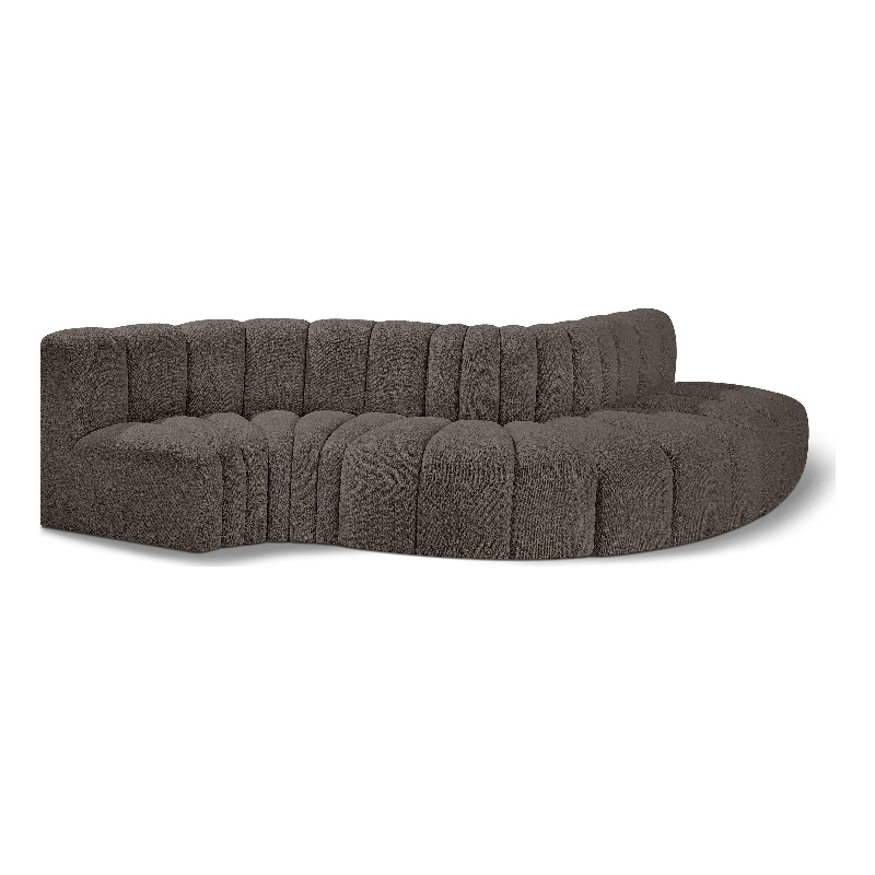 Bowery Hill Contemporary Brown Boucle Fabric Modular Sectional