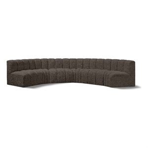 Bowery Hill Contemporary Brown Boucle Fabric Modular Sectional