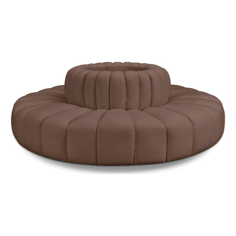 Bowery Hill Contemporary Brown Vegan Leather Modular Sectional