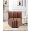 Bowery Hill Contemporary Soft Cognac Vegan Leather Curved Corner