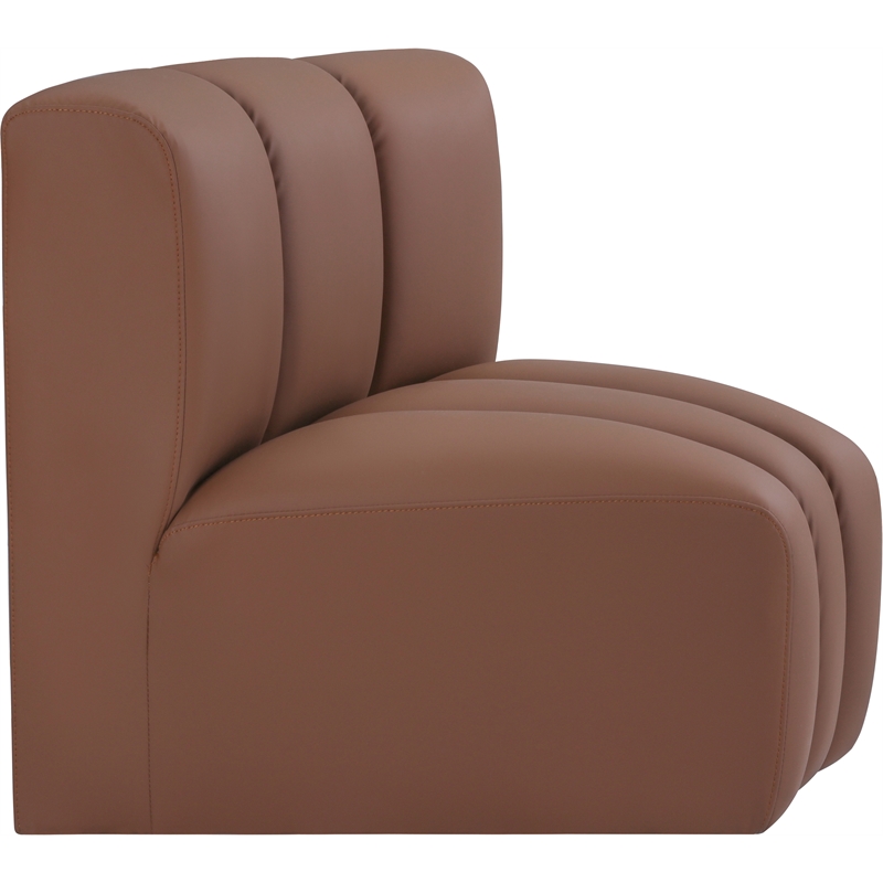 Bowery Hill Contemporary Soft Cognac Vegan Leather Curved Corner
