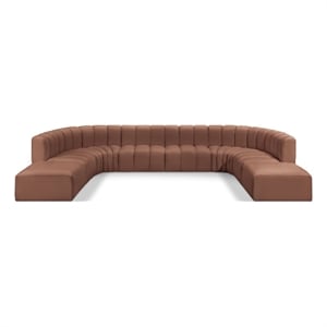 Bowery Hill Contemporary Cognac Vegan Leather Modular Sectional