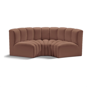 Bowery Hill Contemporary Cognac Vegan Leather Modular Sectional