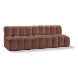 Bowery Hill Contemporary Cognac Vegan Leather Modular Sectional
